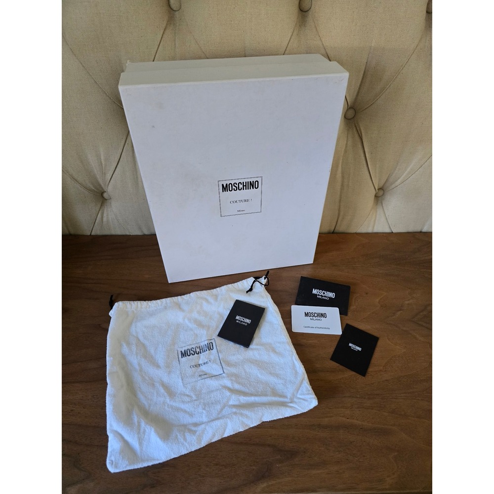 Moschino Couture Milano Empty Shoe Box Set With Dust Bag & Authenticity Card